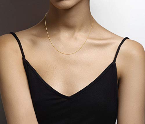 Miabella 925 Sterling Silver or 18K Gold Plated Italian 1mm Adjustable Solid Thin Bolo Box Chain Necklace for Women / 14-24 Inch Slider/Made in Italy - style: yellow-gold-plated-silver
