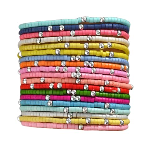 Cute Handmade Colorful Tiny Seed Beads Stackable Bracelets Set Bohemian Gold Beaded Elastic Multilayered Stretch Bracelet for Women Rainbow Surfer Boho Beach Jewelry - style: Set D