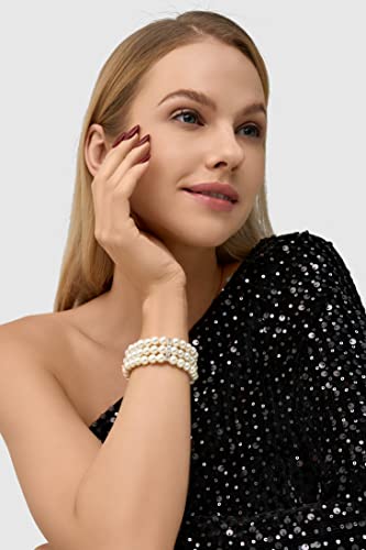 BABEYOND 1920s Flapper Imitation Pearl Bracelet Great Gatsby Pearl Bracelet Roaring 20s Accessories Jewelry Set - style: 3layer