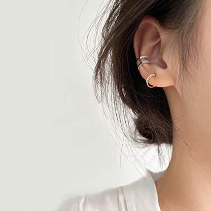 SLUYNZ Sterling Silver No Piercing Earrings Cuff for Women Cartilage Earrings Helix Earrings - color: A-18K Gold Plated