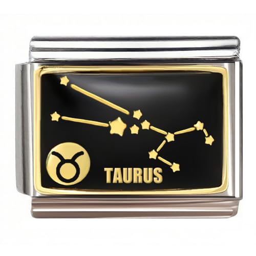 Italian Charm Bracelet Link, 12 Zodiac Constellation, 9mm, Sign Charm - color: Taurus (4.20 ~ 5.20)