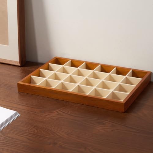 Oirlv Solid Wood Jewelry Tray,Jewelry Drawer Organizer,24 Grid(Cream) | Stackable Design,for Jewelry Necklaces Earrings and Rings,Organizing and Presentinge Legantly on Dressers&in Dresser - color: Creamy-white 24 grid tray