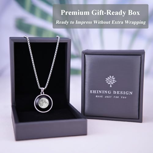 Custom Moon Phase Necklace Gift for Birthday | Personalized Name and Special Date Engraved Pendant with Gift Box, Handmade Jewelry for Birthday, Anniversary, or Memorial - style: Initial & Date