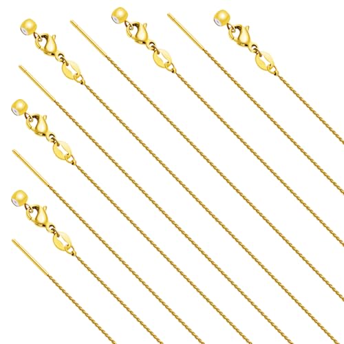 Crisjanggo 20 Inches Necklace Chain Bulk Adjustable Gold Plated Necklace | 10 Pcs Stainless Steel Dainty Thin Chain for Jewelry Making with Rubber Stopper Beads - color: Gold S