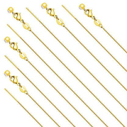 Crisjanggo 20 Inches Necklace Chain Bulk Adjustable Gold Plated Necklace | 10 Pcs Stainless Steel Dainty Thin Chain for Jewelry Making with Rubber Stopper Beads - color: Gold S