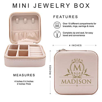 The Wedding Party Store Monogrammed Customized Small Compact Travel Jewelry Box Organizer Case (Pink) - color: Pink