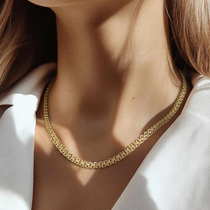 14K Gold Necklace for Women Chunky Cuban Link Chain for Men | 14K Gold Chain for Men Gold Necklace for Women Gold Chain for Men Double Layer Chunky Cuban Link Chains for Mens 16-24IN - style: Length 20 Inches
