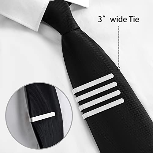 2.2/2.5 Inch Tie Clips for Men in Gift Box, Tie Bar Clip Set for Mens Regular Tie or Traditional Tie, Birthday Anniversary Christmas Gift - size: 2.2 Inch, style: 4PCS-Silver Brushed