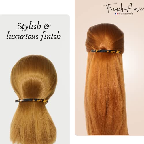 French Amie Long and Thin Large 4 Inch Acetate Hair Clip Barrette | Handmade Shell For Women Girls Teens Adults Everyday Style - color: Tokyo