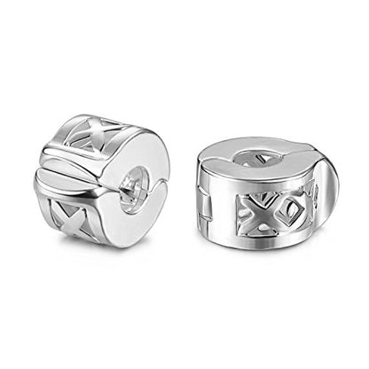 JewelrieShop Clip Spacer Charm for Bracelet Clip Lock Stopper Bead Spacer European Openable Beads 2pcs - color: #07S x 2 Pieces