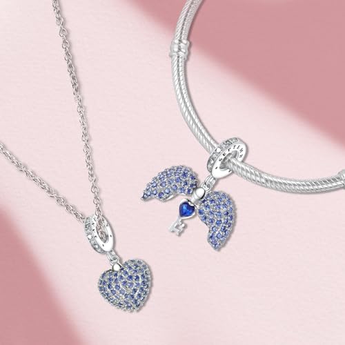 Annmors Birthstone Charms for Bracelet 925 Sterling Silver Charms fit Bracelet Necklace Dangle with 5A Cubic Zirconia Christmas Valentine Mother's Day Gift for Women - color: 09-September-Sapphire