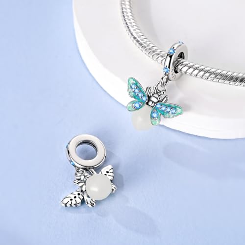 14K Gold Plated Charms for Bracelets Necklace Star Moon Cross Beads Woman | 925 Sterling Silver Charms Butterfly Cute Cat Dog Evil Eye Lucky Bracelet Beads Aesthetic Peandant Jewelry Gift for Mom - color: blue 1