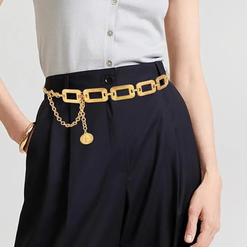 Women's Chain Belt Metal Waist Belt Gold Chain Belts Chunky Belly Link Belts Adjustable Women Long BeltsMultilayer Fashion Belly Jewelry for Women Girls Christmas Dresses Jeans Trousers