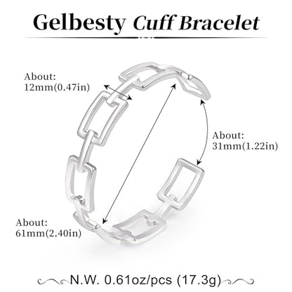 Gelbesty Infinity Love Knot Dainty Gold Bangle Bracelets for Women, 14K Gold Plated Adjustable 925 Silver Bracelet, Trendy Jewelry Gifts for Valentine's Day - color: Gold_Square
