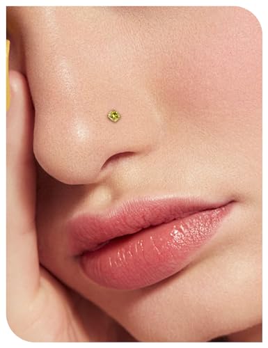 18G 20G 22G Stainless Surgical Steel Titanium Nose Rings Studs for Women L Shaped Nose Rings Screw Nose Studs Nostrial Piercing Jewelry for Women Men Silver Gold Black - style: 20G/Yellow CZ/Straight/Gold