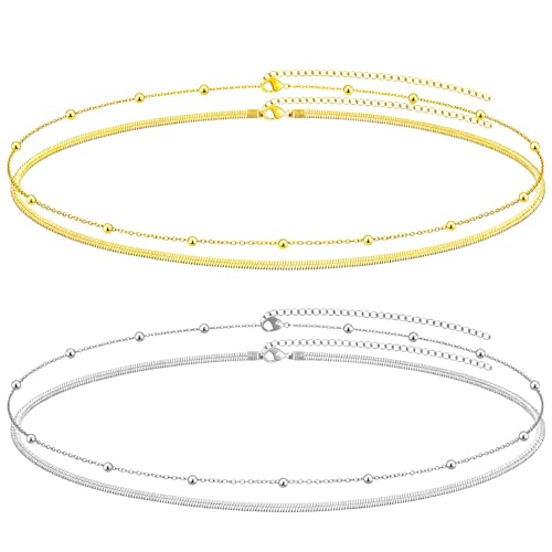 NEWITIN 4 Pieces Waist Chain for Women Gold Plated Adjustable Belly Chain Dainty Layered Summer Beach Body Chains Sexy Bikini Body Chains Jewelry Accessories for Women - color: 4 Pieces Gold Silver Classic