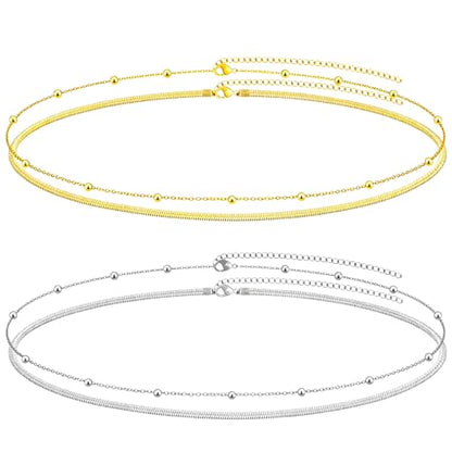 NEWITIN 4 Pieces Waist Chain for Women Gold Plated Adjustable Belly Chain Dainty Layered Summer Beach Body Chains Sexy Bikini Body Chains Jewelry Accessories for Women - color: 4 Pieces Gold Silver Classic