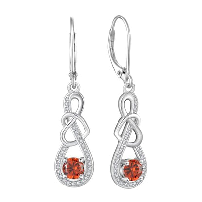 Dangle Drop Earrings for Women 925 Sterling Silver Heart Infinity Leverback Earrings Birthstone Jewelry Gifts for Women Wife Girlfriend Mother Daughter Her - color: 01 January - Garnet