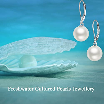 925 Sterling Silver Pearl Leverback Earrings Dangle Drop Jewelry Gifts for Women - style: Pearl