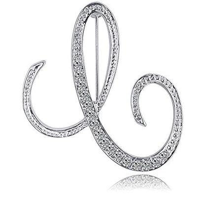 Letter Brooch Pins Initial Rhinestone Brooch for Women Crafts Silvery A-Z - color: Silver C