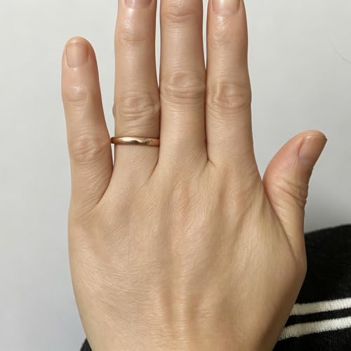 3mm Plain Stacking Band Statement Wedding Promise Ring For Women | Stainless Steel,Classical Domed Design,Tarnish Resistant,Waterproof & Sweatproof,Daily Basic Jewelry,for Couples - color: Rose Gold