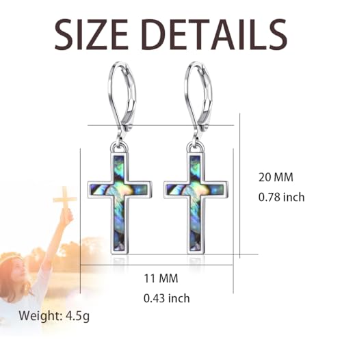 Leverback Earrings Dangle Earrings for Women Dangly Earrings Anniversary Birthday Gifts for Women - style: Cross Earrings with Abalone