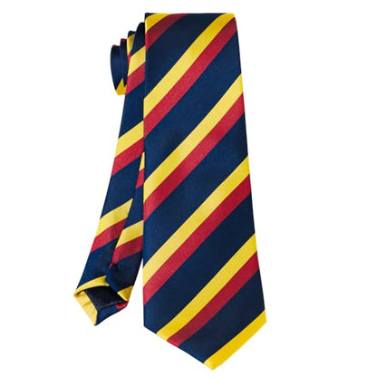 5PCS Mens Silk Tie, Pocket Square, Cufflinks, Drilled Tie Ring and Lapel Pin Set for Wedding Groom Party - color: Yellow Red Tie Set -269