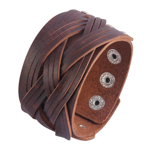 JAOYU Punk Leather Cuff Bracelet Goth Leather Wristband Rock Bracelet Biker Bracelet for Men Leather Armband Black Handmade Jewelry - color: Black Arm Bracelet