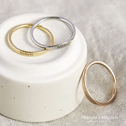 MignonandMignon Personalized Name Ring Custom Handmade Mother's Day Gifts Jewelry Best Gift For Her Anniversary Name Jewelry Mom Gift Engraved Elegant Rings - RF1