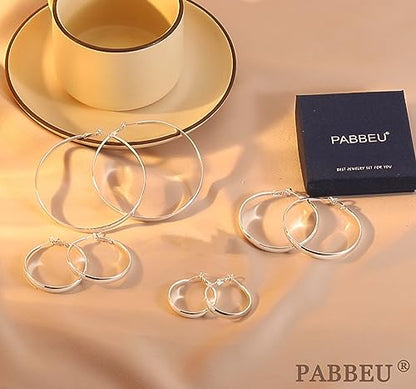 925 Sterling Silver Hoop Earrings Hypoallergenic Large Thin Hoops Earring | Lightweight Big Silver Hoops Hypoallergenic Large Hoop Earring for Women Sensitive Ears Oversize Hoops 30/40/50/60/70mm - color: 40mm Silver