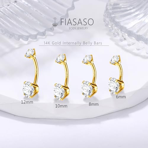 14G Surgical Steel G23 Titanium Sterling Silver 14K Gold Plated Belly Button Rings for Women Round Cubic Zirconia Navel Barbell Stud Hypoallergenic Body Piercing Jewelry - color: 14K Gold Plated, size: 8mm-Sleek-Thin