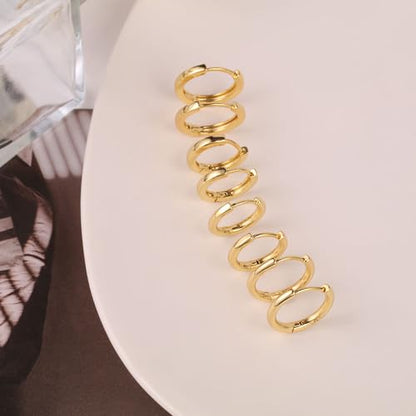 Huggie Hoop Earrings Small Hypoallergenic 14K Gold Plated Huggie Earrings For Women Simple Huggie Stud Earrings - color: Gold-10/10/12/12mm