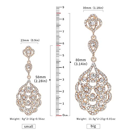 Wedding Teardrop Dangle Earrings Crystal Rhinestone Beaded Chandelier Earrings for Brides Gold - color: B-smallgold
