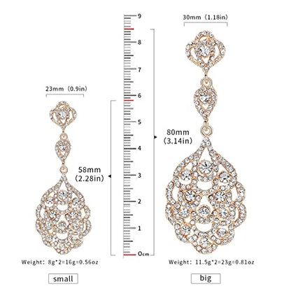 Wedding Teardrop Dangle Earrings Crystal Rhinestone Beaded Chandelier Earrings for Brides Gold - color: B-smallgold