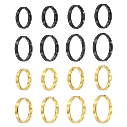 MECCANIXITY Stainless Steel Ring, Plain Ring Blanks Matte Brushed Wedding Bends for Men Women - color: Gold/Black
