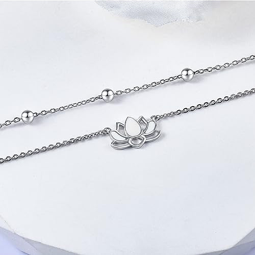 Anklet for Women S925 Sterling Silver Adjustable Foot Charm Ankle Bracelet Anklets Jewelry 9.5-10.5 Inches - color: Yoga Anklet