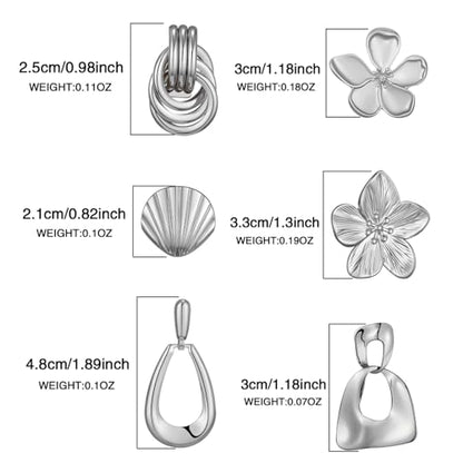 Chunky Gold Earrings For Women Trendy Statement Gold Plated Flower Shell Knot Dangle Earrings Lightweight Hypoallergenic Fashion Jewelry Set - color: Silver