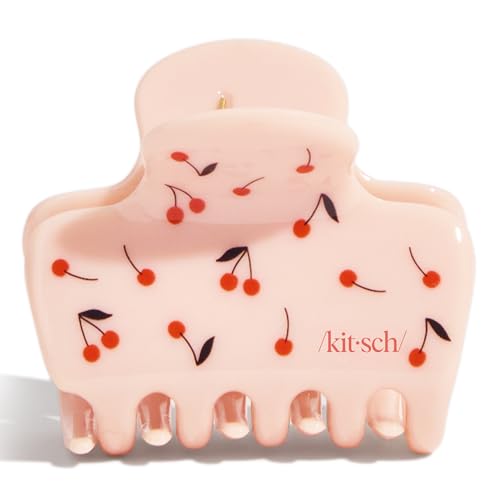 Kitsch Medium Hair Clips for Women - Cherry Print, 1pc | Strong Hold Claw Clips for Thick or Thin Hair – Recycled Plastic, Non-Slip, Durable Plastic - color: Cherry Print