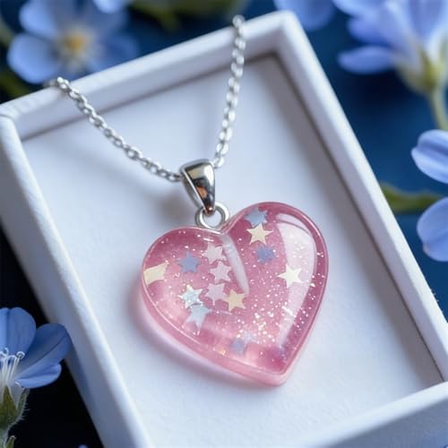 10Pcs Transparent Glitter Sequins Cute Bracelet Charms 3D Star Heart Charms for Jewelry Making Earrings Keychain Charm Aesthetic Resin Charm Pendants for Necklaces DIY Jewelry Craft Accessories