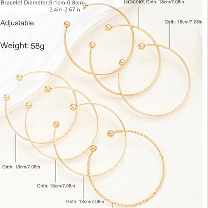 Hebelee Boho Engraved Cuff Bangle Bracelets for Women | Multi Layer Stackable Textured Bracelet Adjustable Bangles Fashion Bohemian Indian Jewelry Set