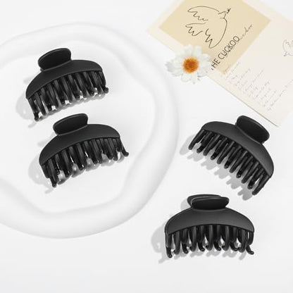 DEEKA 4 PCS 2.5 Inch Hair Claw Clips Double Row Teeth Matte Hair Jaw Clips Hair Barrettes Thick Medium Thin Hair Clips for Women (Black) - color: Black, size: 1 Count (Pack of 4)