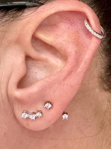 20g 16g Tragus Piercing Jewelry Helix Earrings Threadless Flat Back Earrings for Women Forward Helix Cartilage Earring Tragus Jewelry Medusa Labret Lip Piercing Jewelry Lip Studs 16 Gauge 8mm - color: 31-screw back 4pcs-silver