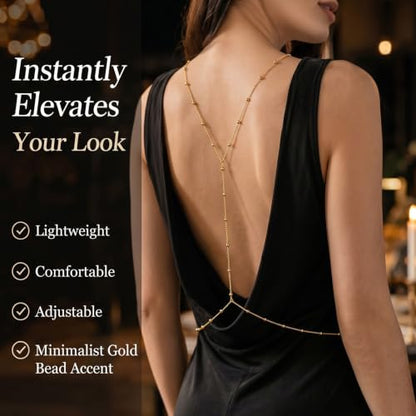 Back Necklace for Backless Dress Rhinestone Body Chain Jewelry for Women Backdrop Necklace Bridal Dress Crystal Wedding Jewelry Gift - color: A6：beaded