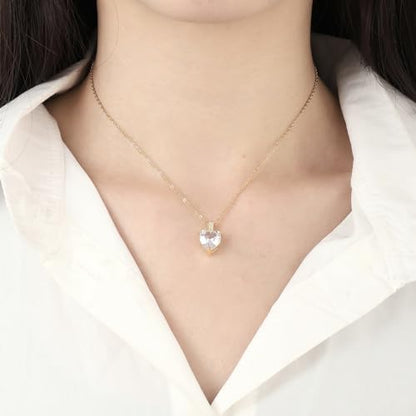 Heart Birthstone Necklace for Women, 14K Gold Plated Birthstone Pendant Necklace Cubic Zirconia Diamond Necklace Dainty Gold Necklace Birthday Gifts for Women Girls - color: 04. April(Diamond)