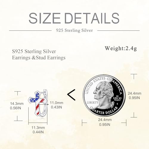 Blue Evil Eye/Celtic/Owl/Moonstone/Paw Print/Cubic Zirconia Hoop Earrings for Women 925 Sterling Silver Women Earrings Jewelry - style: American Flag