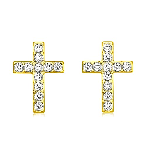 Cross Stud Earrings for Women,Initial Letter Cross Earrings Gifts Jewelry for Women - color: Stud G-plated Cross