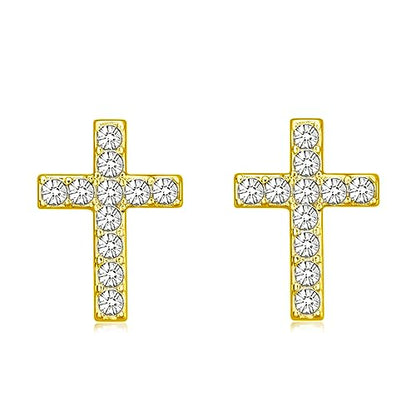 Cross Stud Earrings for Women,Initial Letter Cross Earrings Gifts Jewelry for Women - color: Stud G-plated Cross
