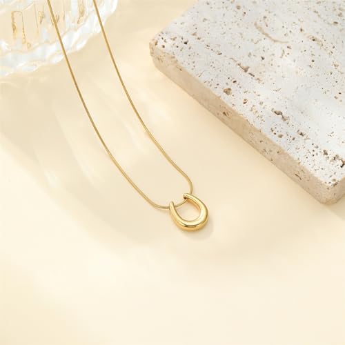 Gold Necklace for Women Dainty 18K Gold Plated | Sun Horn Crescent Moon Lucky Horse Shoe Pendant Necklace Waterproof Stainless Steel Trendy Jewelry, Gift Box Included - color: U Shape-Gold