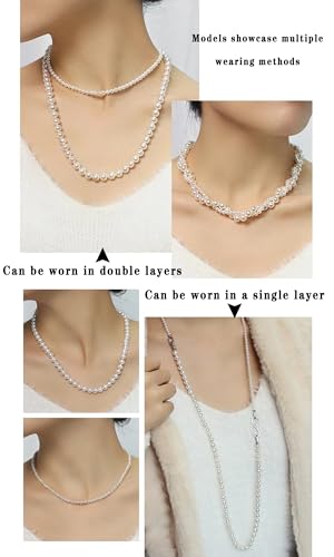 Layered Pearl Necklace for Women Pearl Choker Chain Necklaces - style: Layered