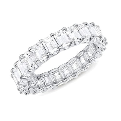 Psiroy 925 Sterling Silver Plated Cubic Zirconia Stacking Band Ring CZ Eternity Wedding Band for Women - color: Silver